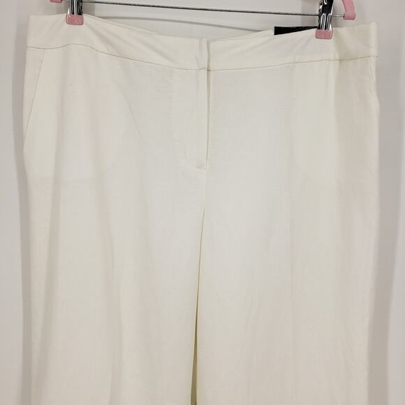Nine West Neo Classic Pant 16 Straight Wide Leg Linen Blend High Rise White NWT - Picture 8 of 11